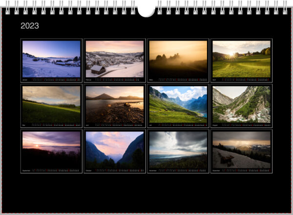 Schweizer Landschaften 2023 Tischkalender (A5, A6)